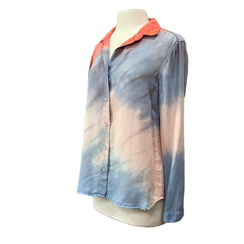 CLOTH & STONE Women'sTie Dye Button Up Shirt Top sz M Tencel Long sleeve - Picture 2 of 6